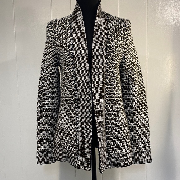 Talbots Sweaters - Talbots Cardigan | Open Front | Black White Textured Knit | Size S